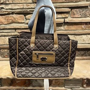 Adrienne Vittadini Brown Quilted Laptop Travel Bag
